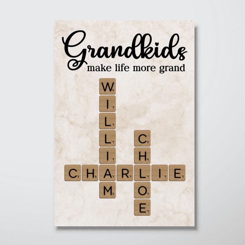 Grandkids Make Life More Grand Crossword Art - Personalized Poster - Sentimental Gift for Grandma Grandpa Grandparents - Image 10