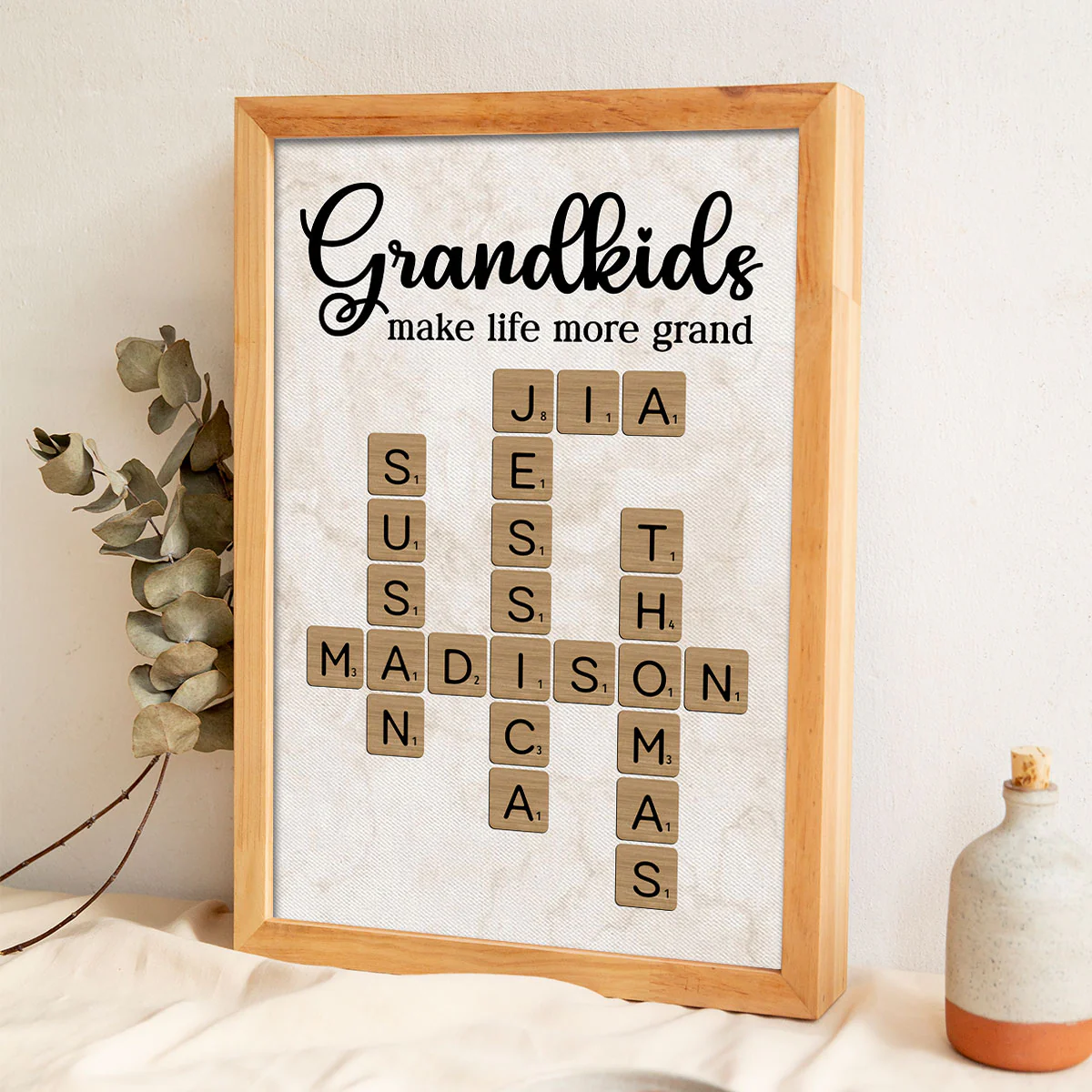 Grandkids Make Life More Grand Crossword Art - Personalized Poster - Sentimental Gift for Grandma Grandpa Grandparents - Image 5