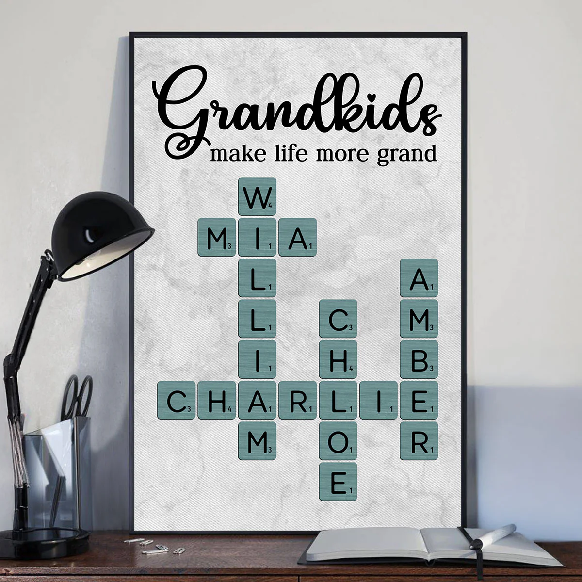 Grandkids Make Life More Grand Crossword Art - Personalized Poster - Sentimental Gift for Grandma Grandpa Grandparents - Image 6