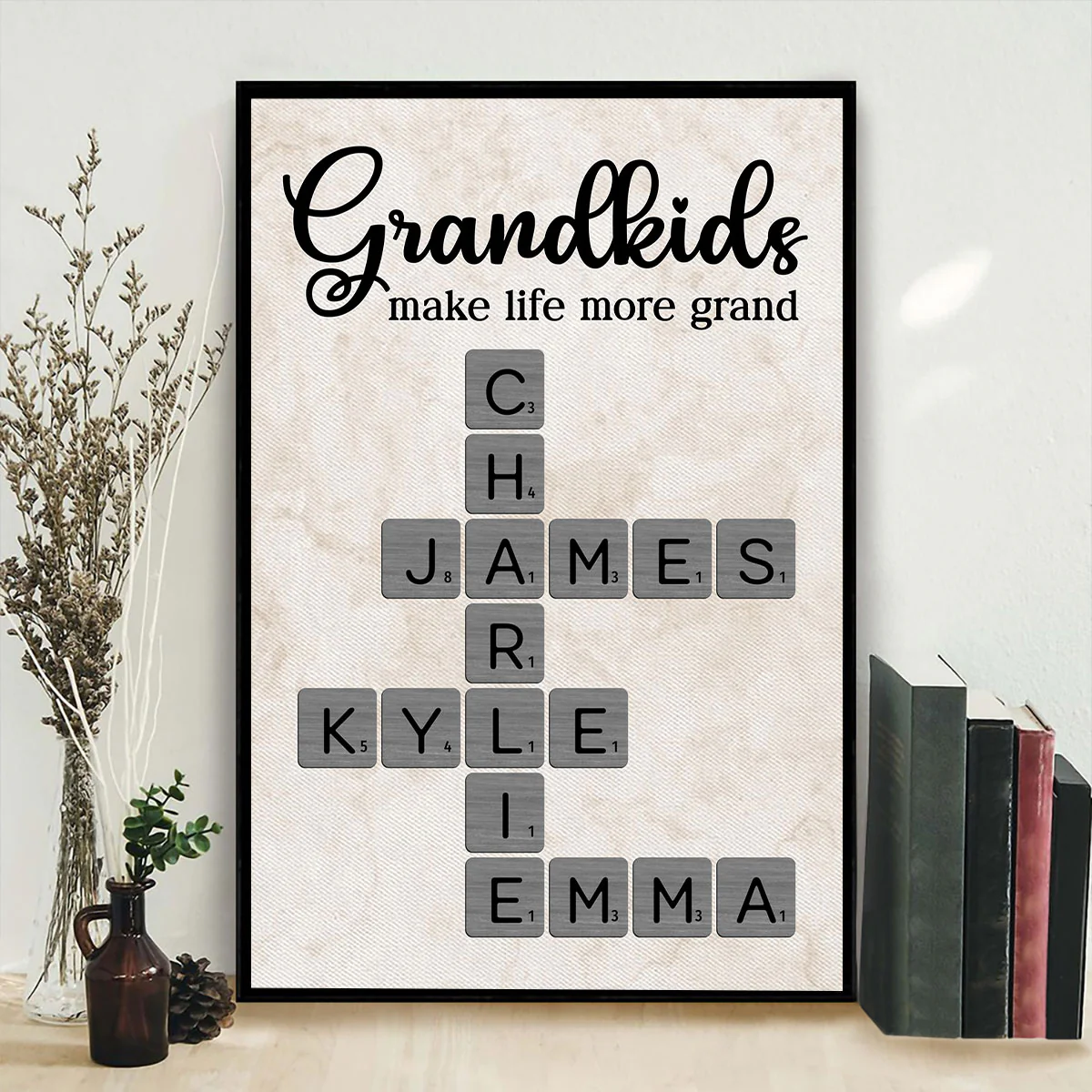 Grandkids Make Life More Grand Crossword Art - Personalized Poster - Sentimental Gift for Grandma Grandpa Grandparents - Image 7