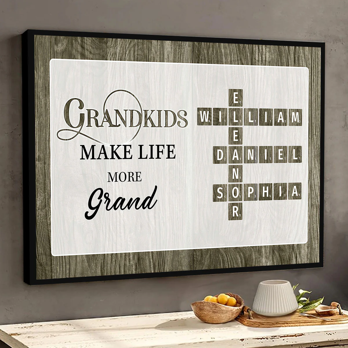Grandkids Make Life More Grand Crossword Puzzle Art, Personalized Poster - Image 2