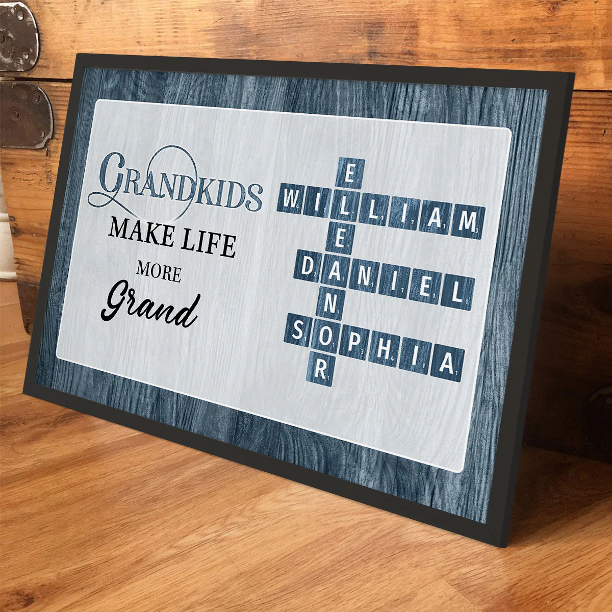 Grandkids Make Life More Grand Crossword Puzzle Art, Personalized Poster - Image 3
