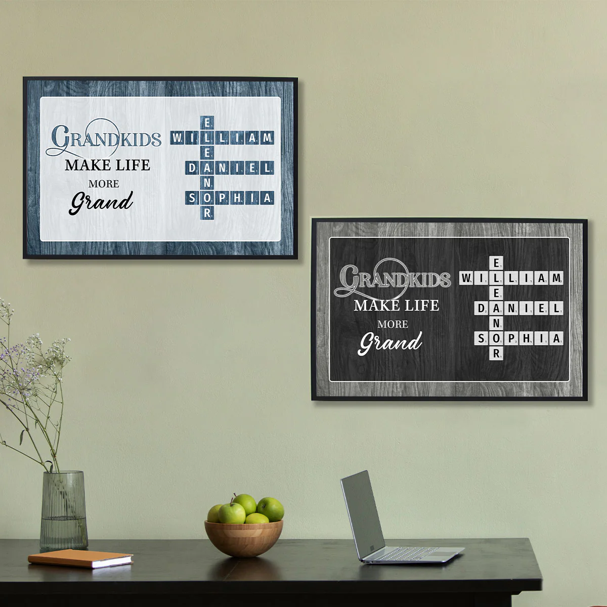 Grandkids Make Life More Grand Crossword Puzzle Art, Personalized Poster - Image 4