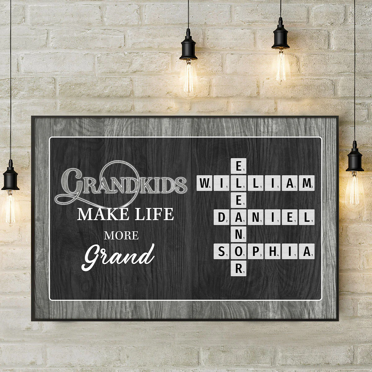 Grandkids Make Life More Grand Crossword Puzzle Art, Personalized Poster - Image 5
