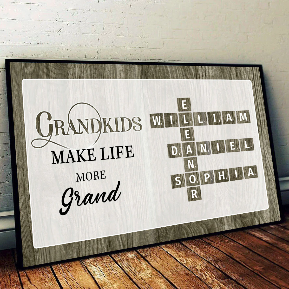 Grandkids Make Life More Grand Crossword Puzzle Art, Personalized Poster - Image 6