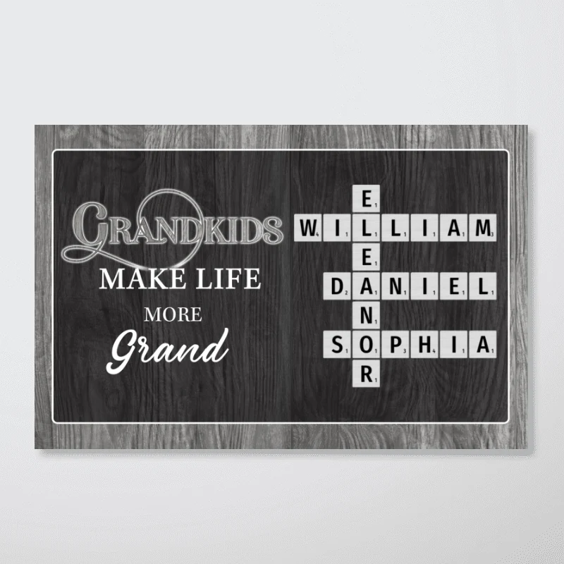 Grandkids Make Life More Grand Crossword Puzzle Art, Personalized Poster - Image 9