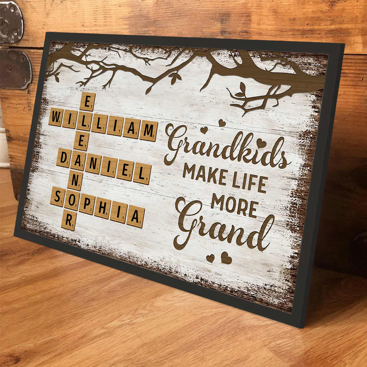 Grandkids Make Life More Grand Crossword Puzzle Art Personalized Poster, Christmas Gift for Grandma - Image 5