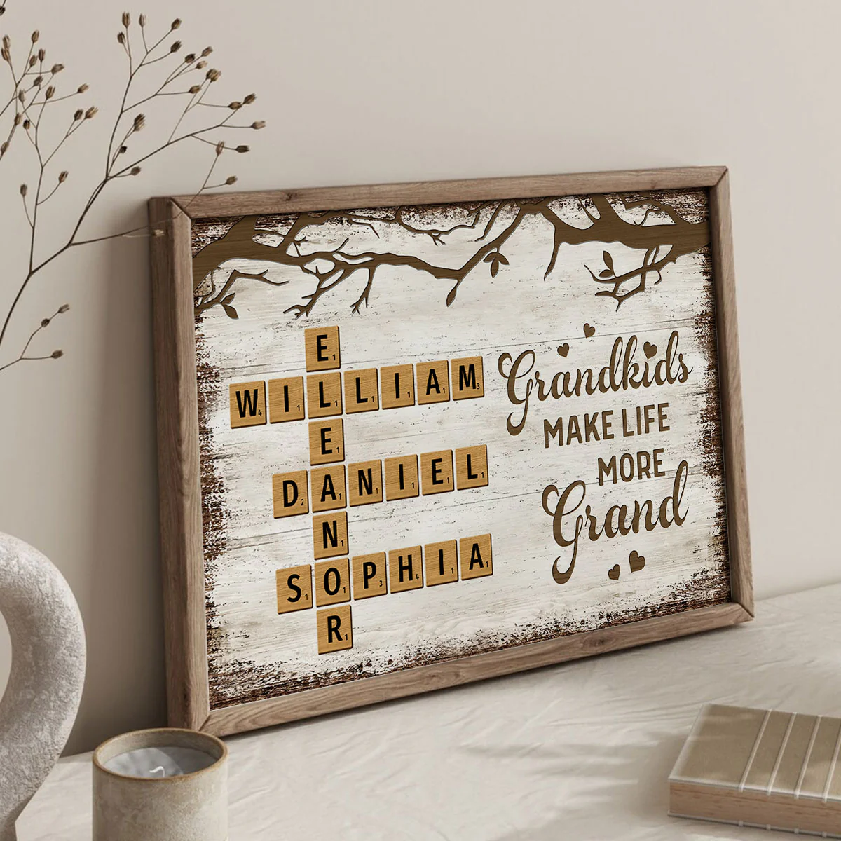 Grandkids Make Life More Grand Crossword Puzzle Art Personalized Poster, Christmas Gift for Grandma - Image 6