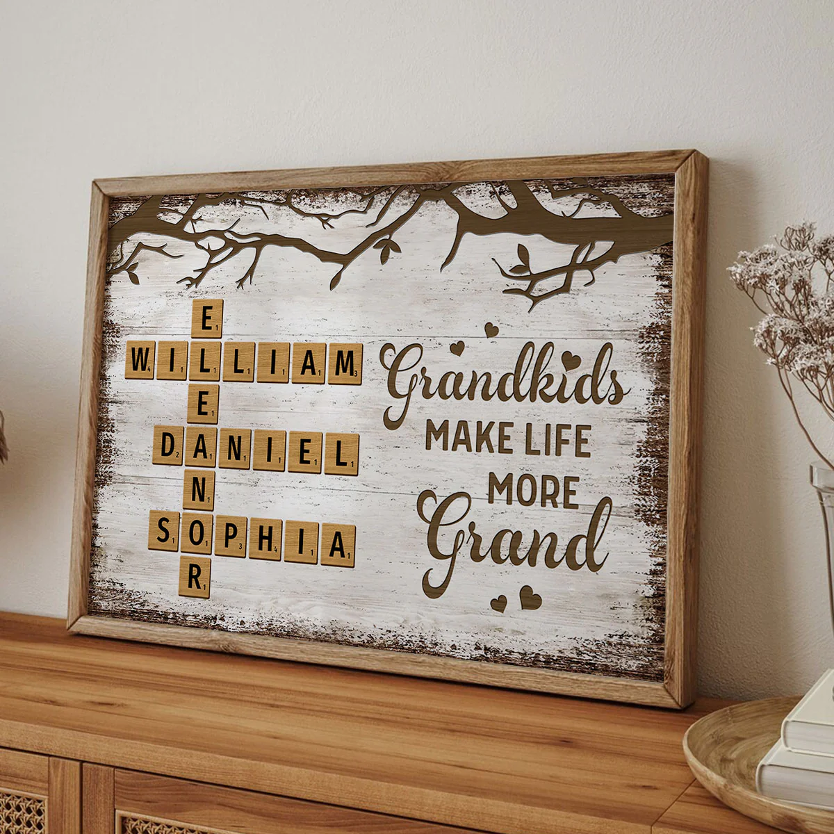 Grandkids Make Life More Grand Crossword Puzzle Art Personalized Poster, Christmas Gift for Grandma - Image 7