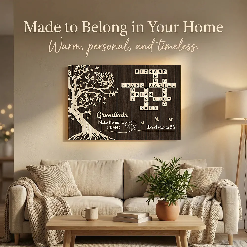 Grandkids Make Life More Grand Crossword Wall Art - Personalized Poster - Sentimental Gift for Grandma - Image 5