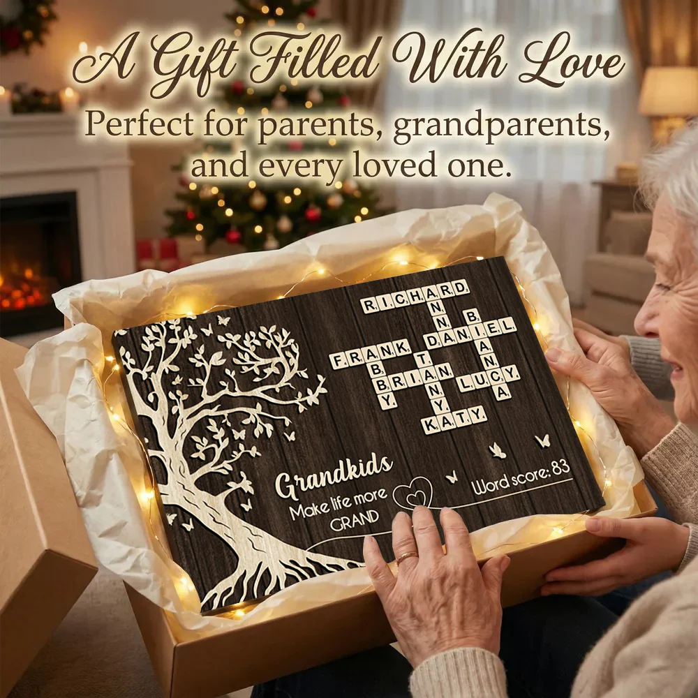 Grandkids Make Life More Grand Crossword Wall Art - Personalized Poster - Sentimental Gift for Grandma - Image 6