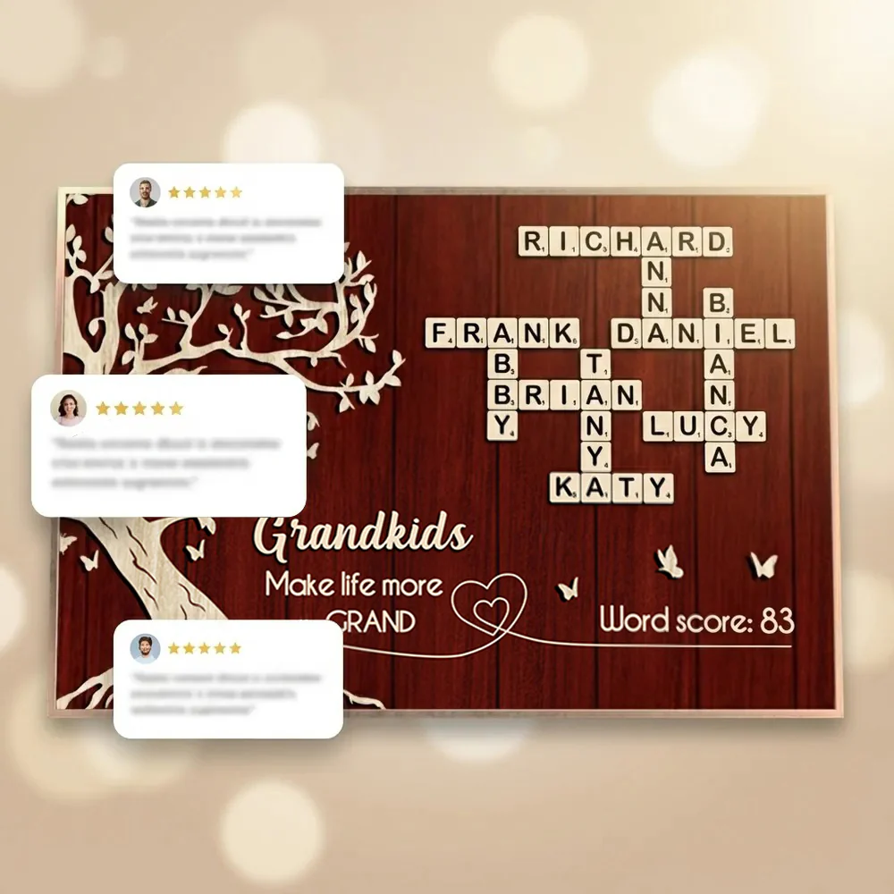 Grandkids Make Life More Grand Crossword Wall Art - Personalized Poster - Sentimental Gift for Grandma - Image 7
