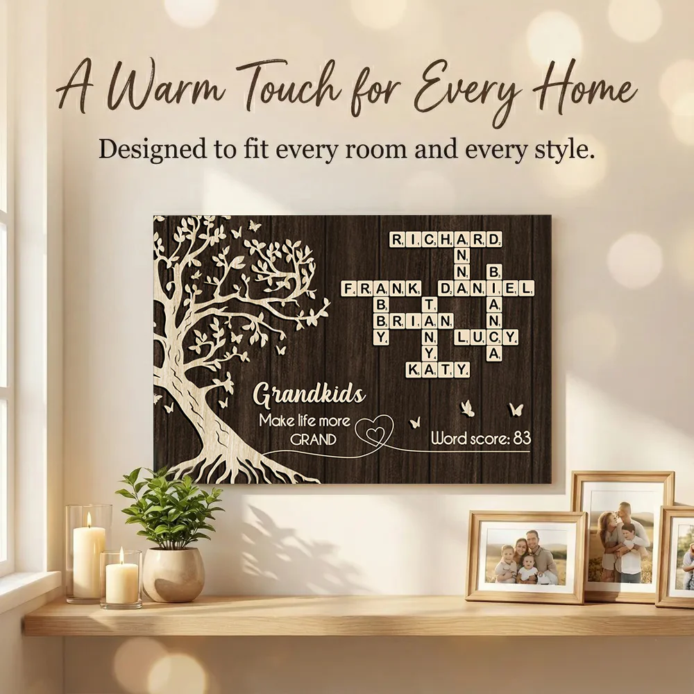 Grandkids Make Life More Grand Crossword Wall Art - Personalized Poster - Sentimental Gift for Grandma - Image 8