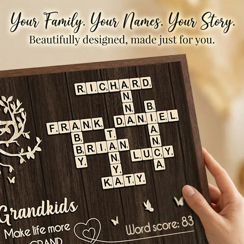 Grandkids Make Life More Grand Crossword Wall Art - Personalized Poster - Sentimental Gift for Grandma - Image 9