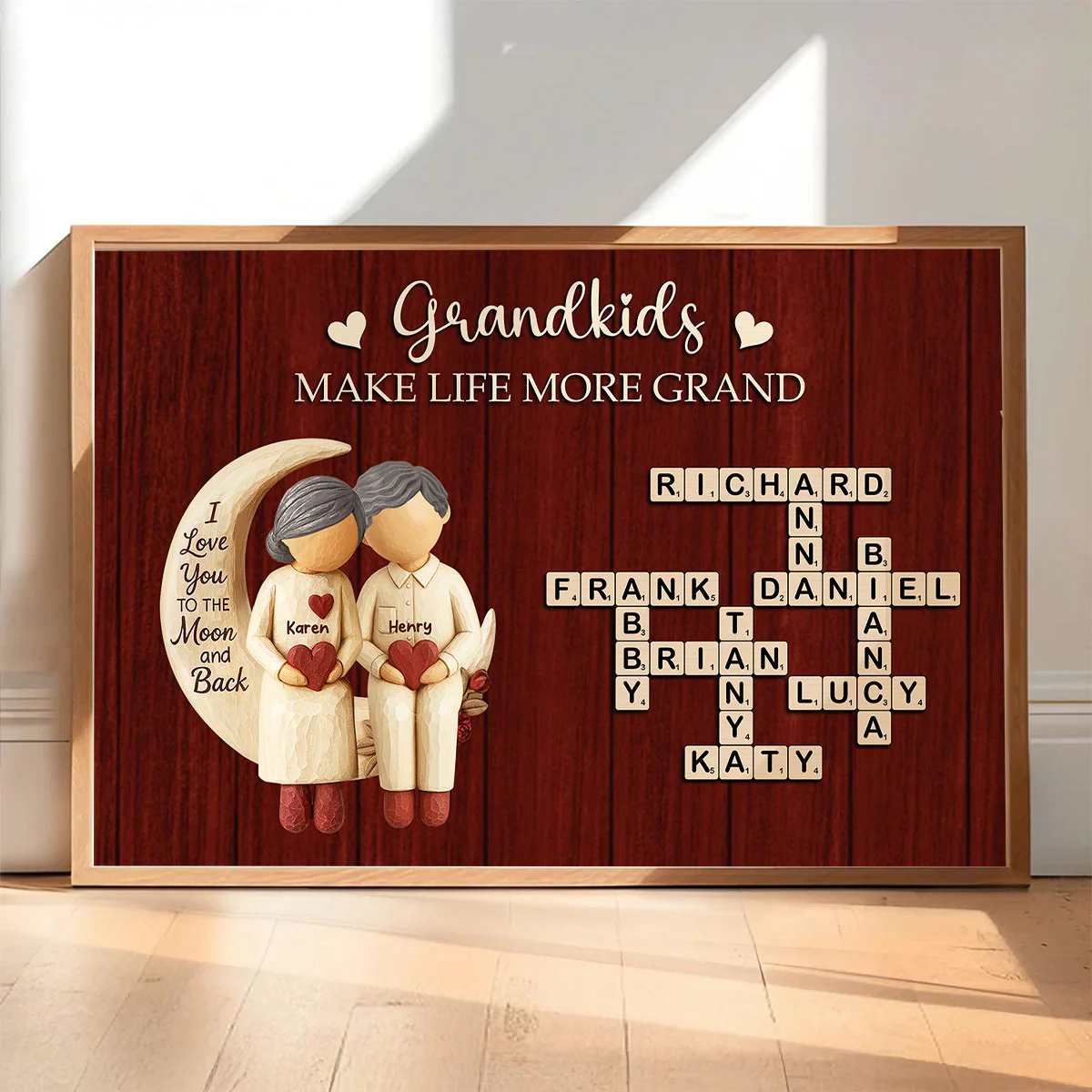 Grandkids Make Life More Grand Love to the Moon - Personalized Poster - Sentimental Gift for Grandma - Image 5