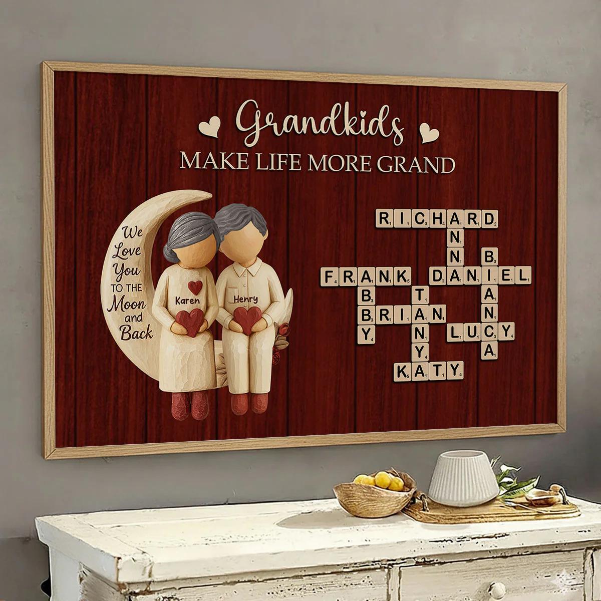 Grandkids Make Life More Grand Love to the Moon - Personalized Poster - Sentimental Gift for Grandma - Image 6