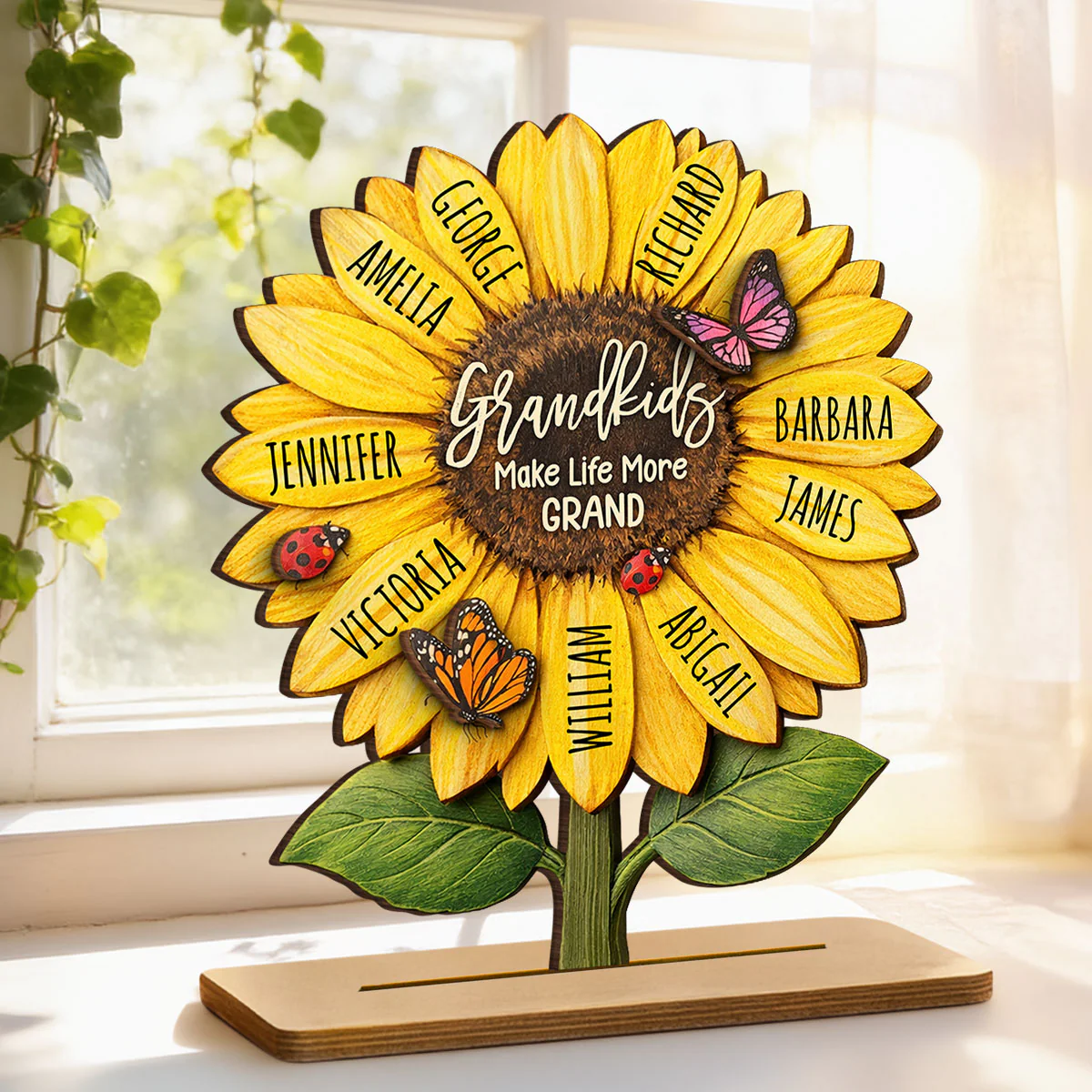 Grandkids Make Life More Grand - Personalized 2-Layered Wooden Plaque - Sentimental Mother's Day Gift for Grandma, Wife, Mom - Image 3