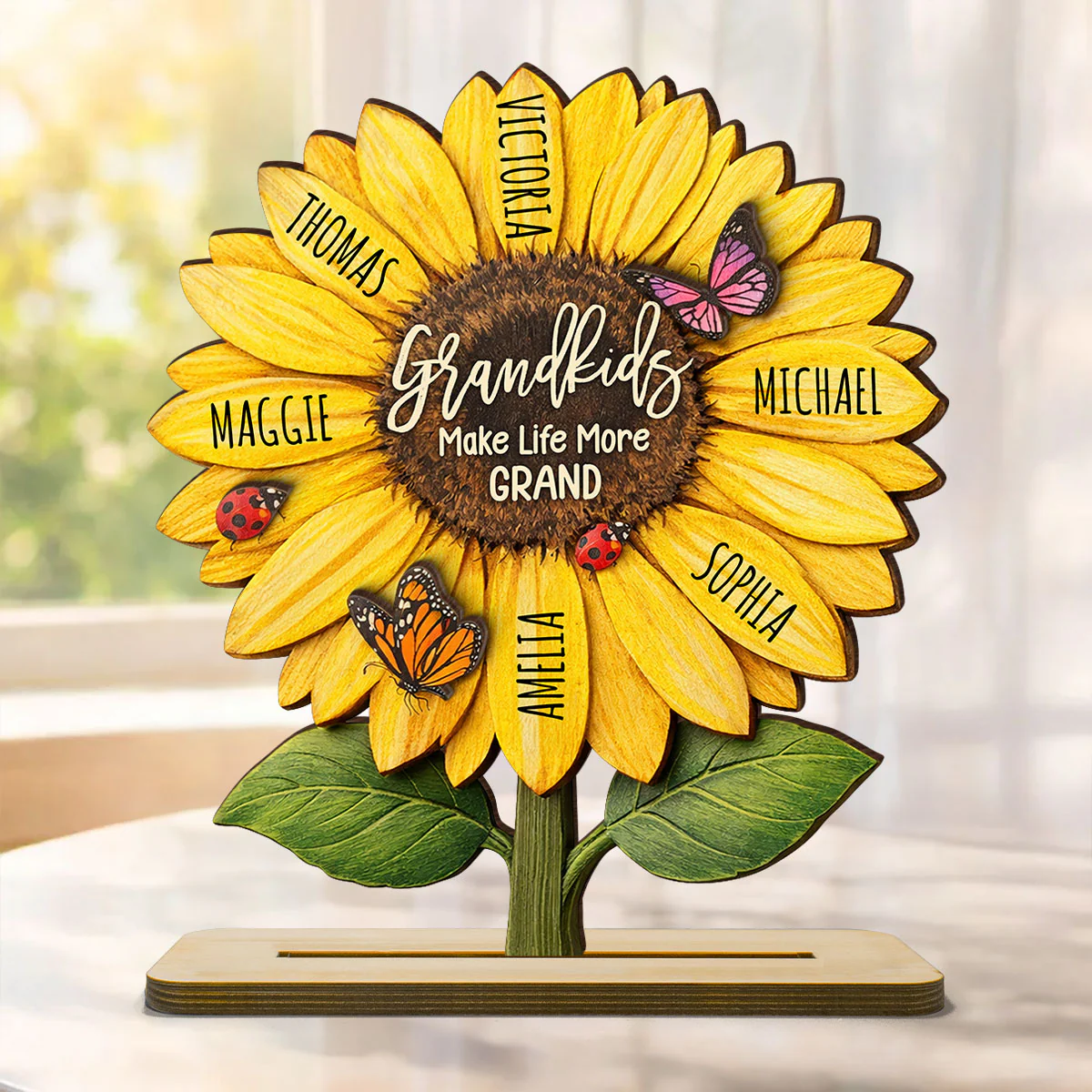 Grandkids Make Life More Grand - Personalized 2-Layered Wooden Plaque - Sentimental Mother's Day Gift for Grandma, Wife, Mom - Image 4