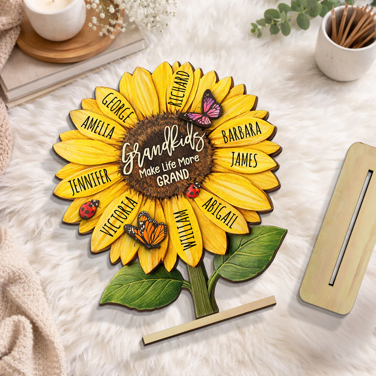 Grandkids Make Life More Grand - Personalized 2-Layered Wooden Plaque - Sentimental Mother's Day Gift for Grandma, Wife, Mom - Image 5