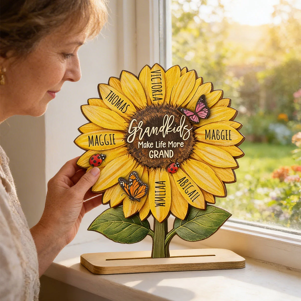 Grandkids Make Life More Grand - Personalized 2-Layered Wooden Plaque - Sentimental Mother's Day Gift for Grandma, Wife, Mom - Image 6