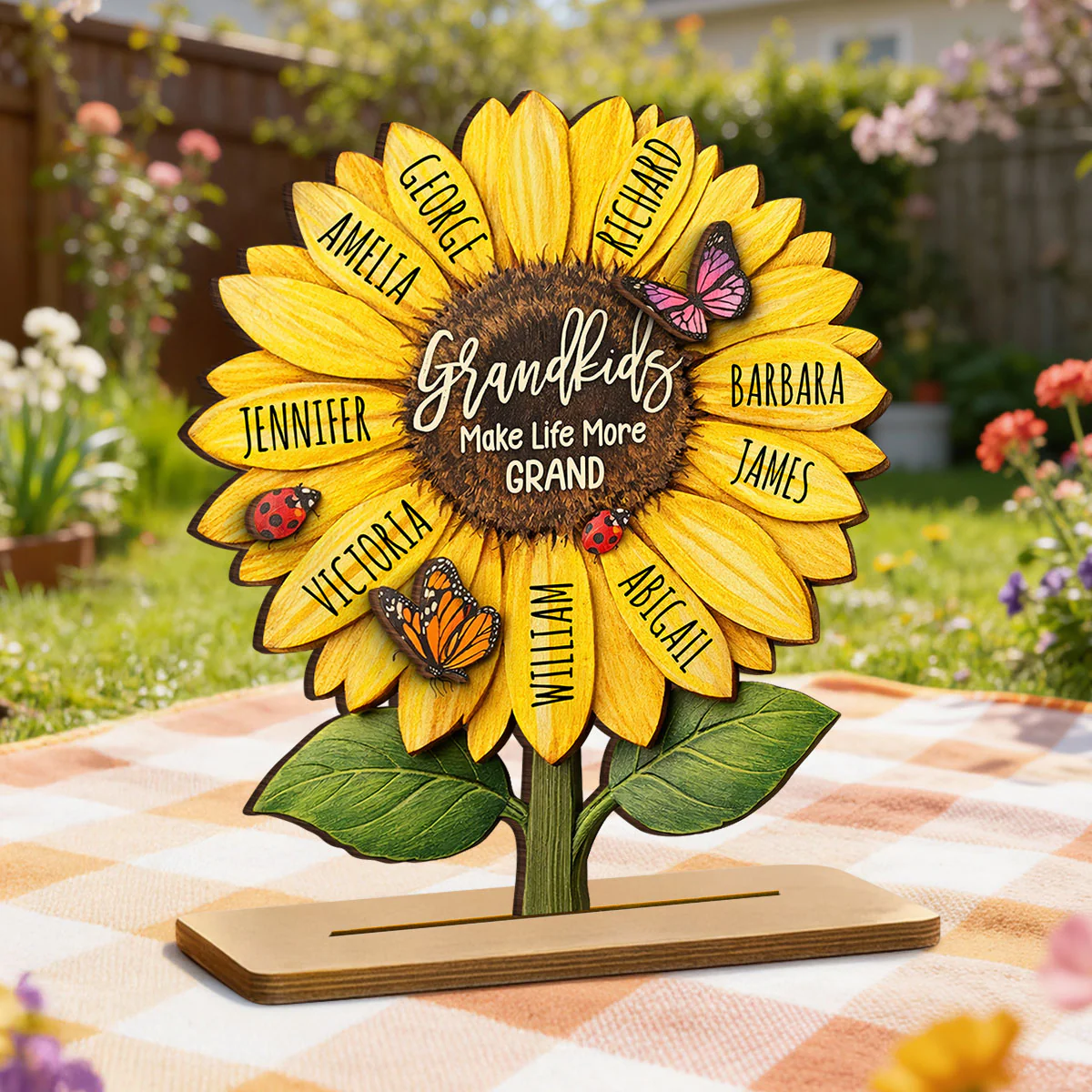 Grandkids Make Life More Grand - Personalized 2-Layered Wooden Plaque - Sentimental Mother's Day Gift for Grandma, Wife, Mom - Image 7