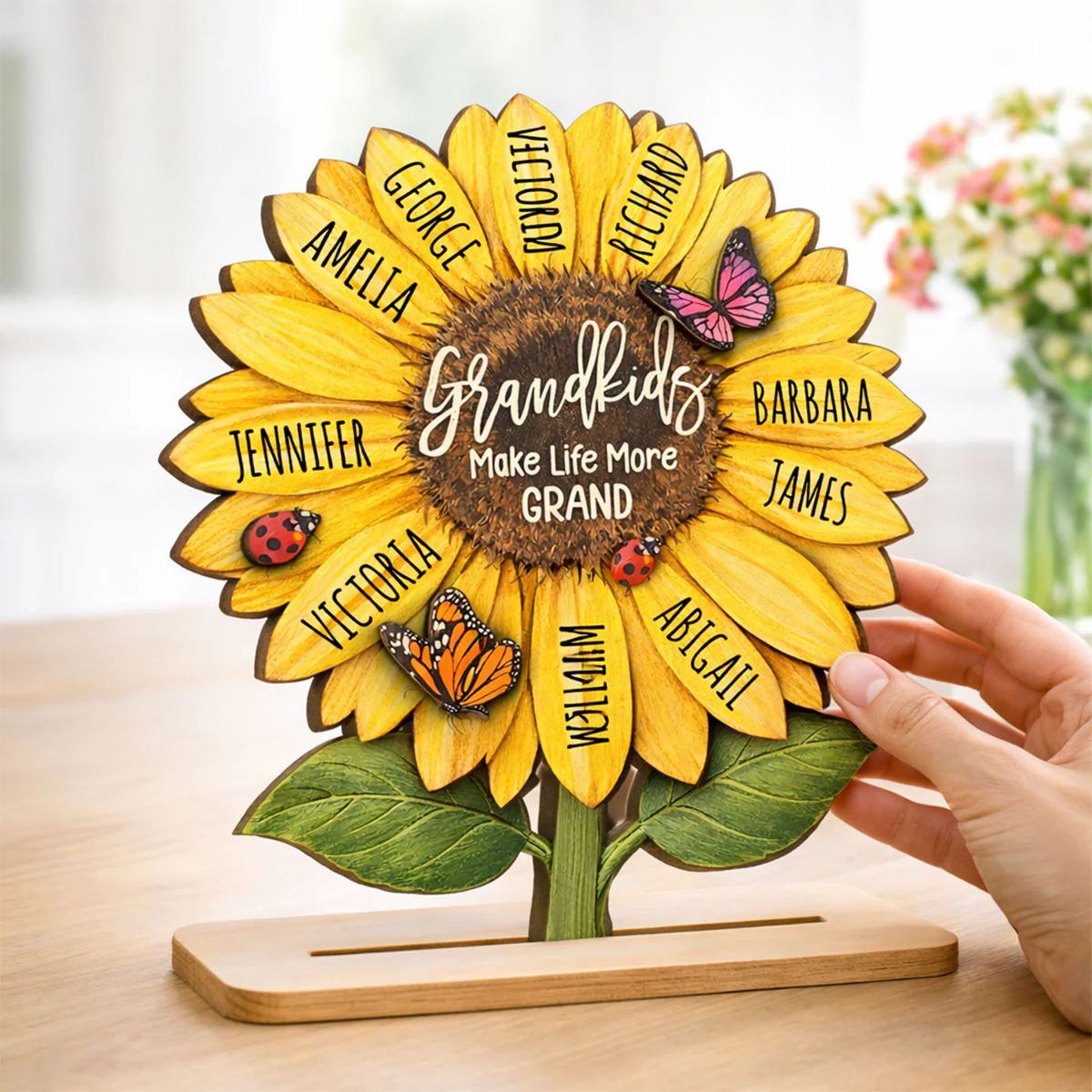 Grandkids Make Life More Grand - Personalized 2-Layered Wooden Plaque - Sentimental Mother's Day Gift for Grandma, Wife, Mom - Image 8