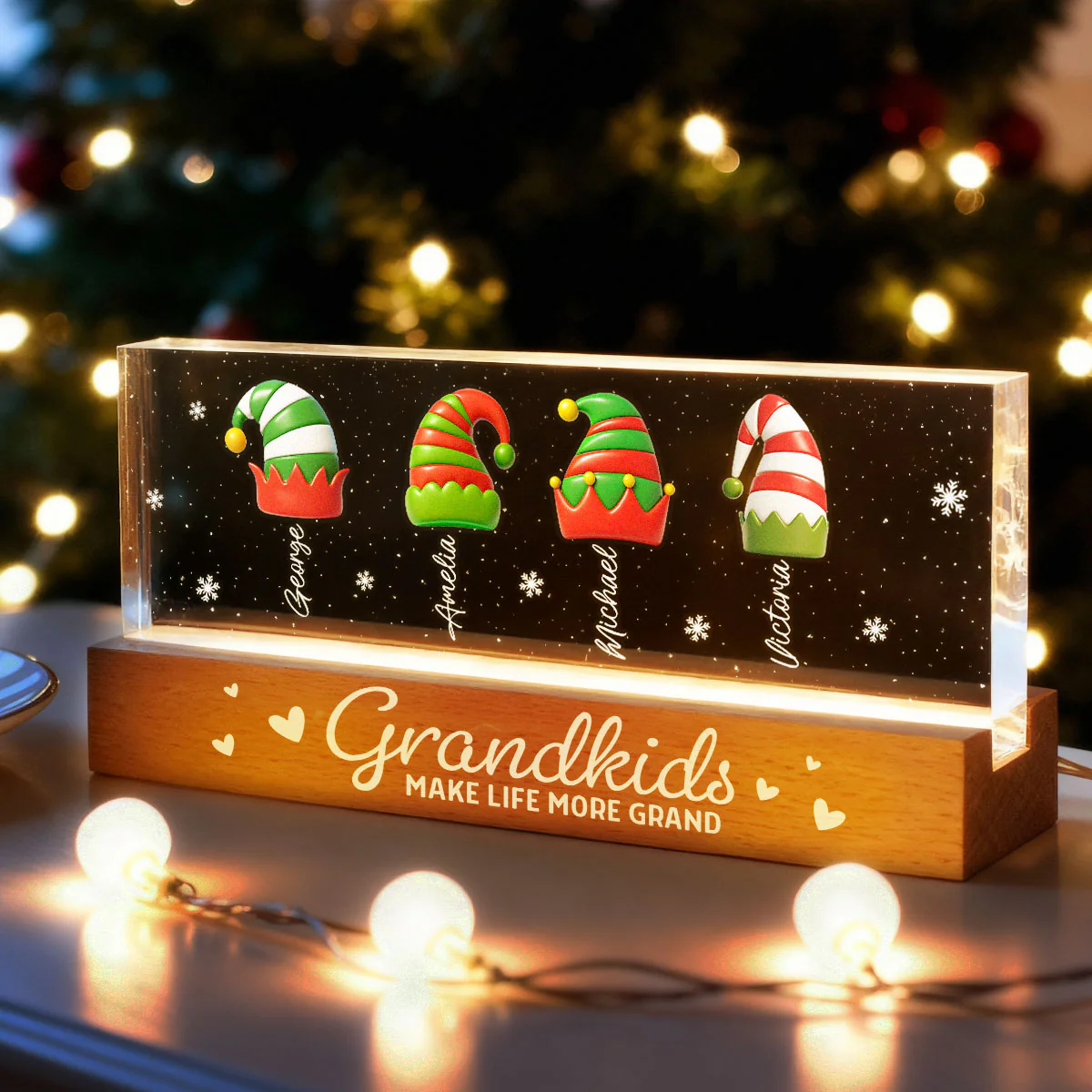 Grandkids Make Life More Grand - Personalized LED Night Light - Heartwarming Christmas Gift For Grandma, Grandkids, Family - Image 2