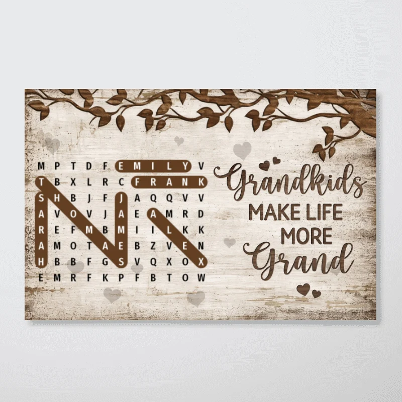 Grandkids Make Life More Grand Word Search Puzzle - Personalized Poster - Gift For Grandma, Grandpa, Grandparents - Image 11