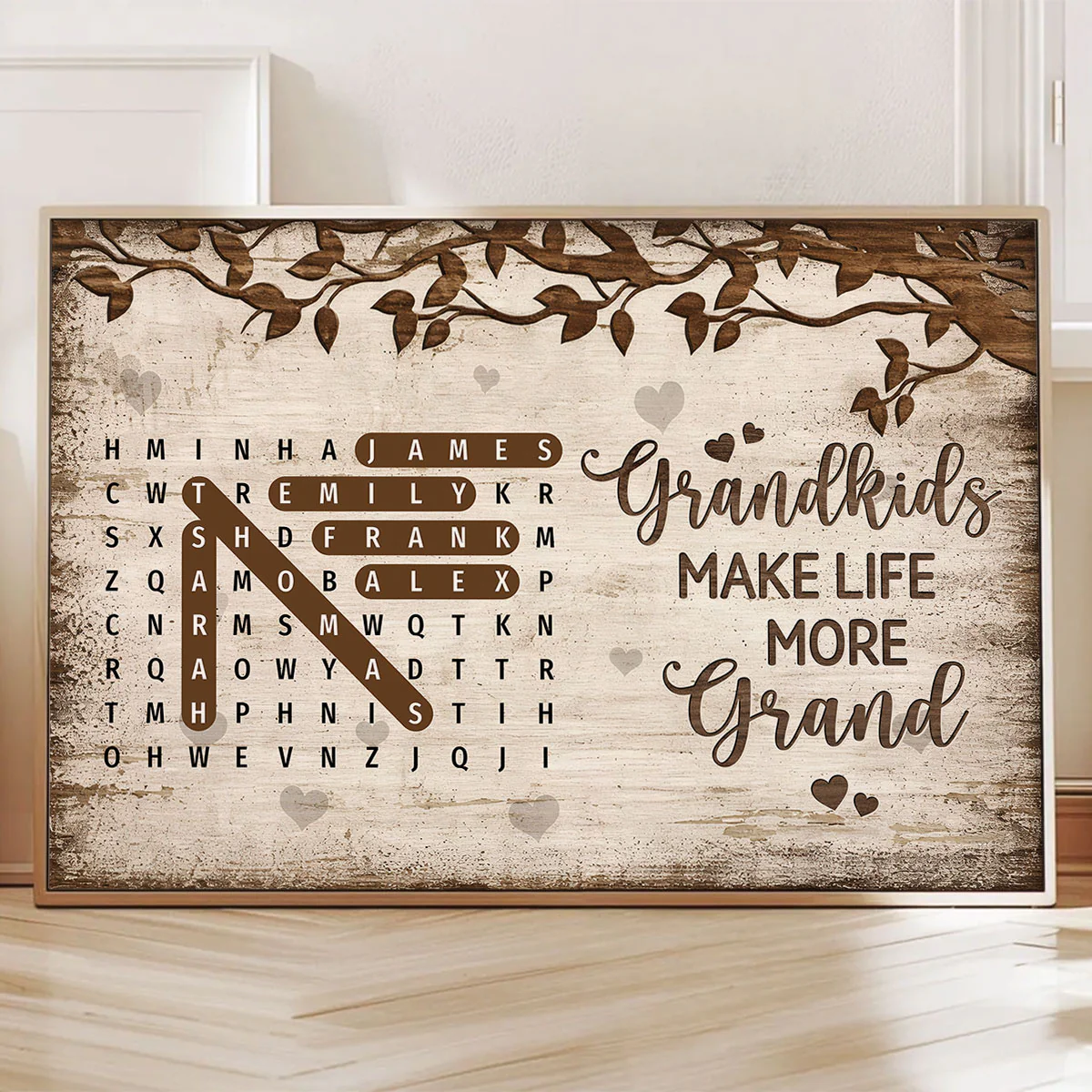 Grandkids Make Life More Grand Word Search Puzzle - Personalized Poster - Gift For Grandma, Grandpa, Grandparents - Image 2