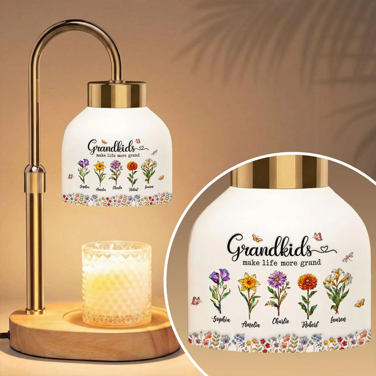 Grandkids Make My Life More Grand - Personalized Candle Warmer Lamp - Mother's Day Gift for Grandma, Mom, Wife - Image 3