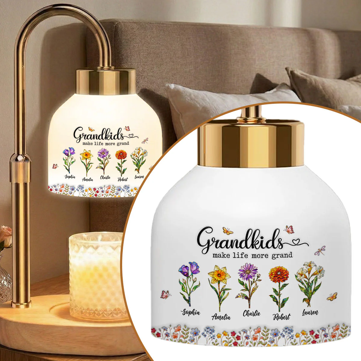 Grandkids Make My Life More Grand - Personalized Candle Warmer Lamp - Mother's Day Gift for Grandma, Mom, Wife - Image 5