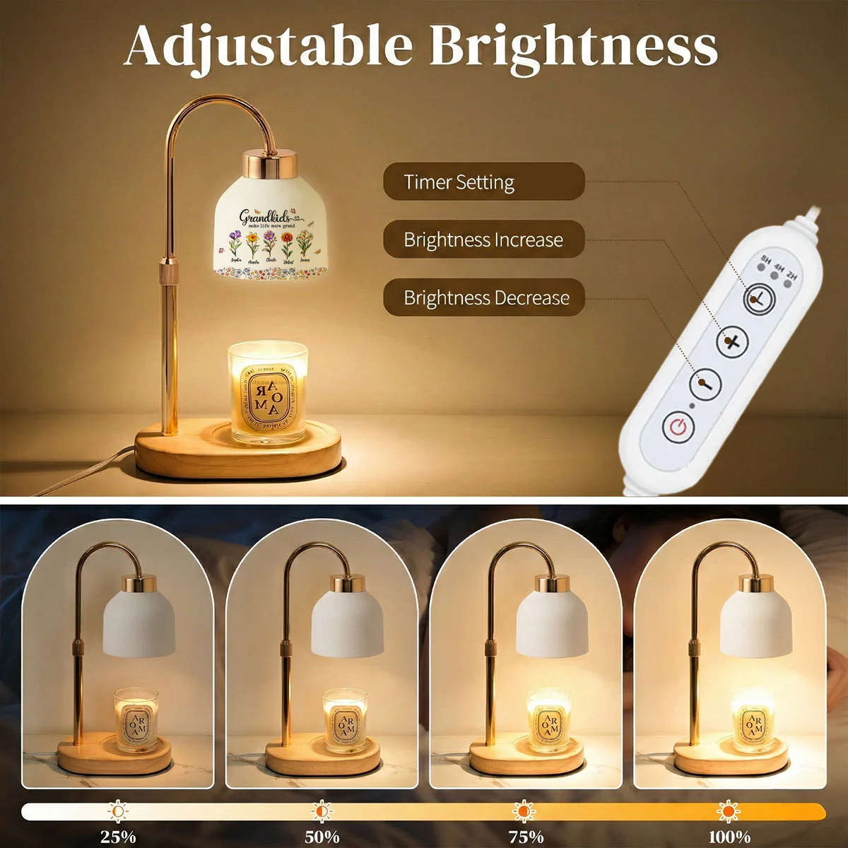 Grandkids Make My Life More Grand - Personalized Candle Warmer Lamp - Mother's Day Gift for Grandma, Mom, Wife - Image 6