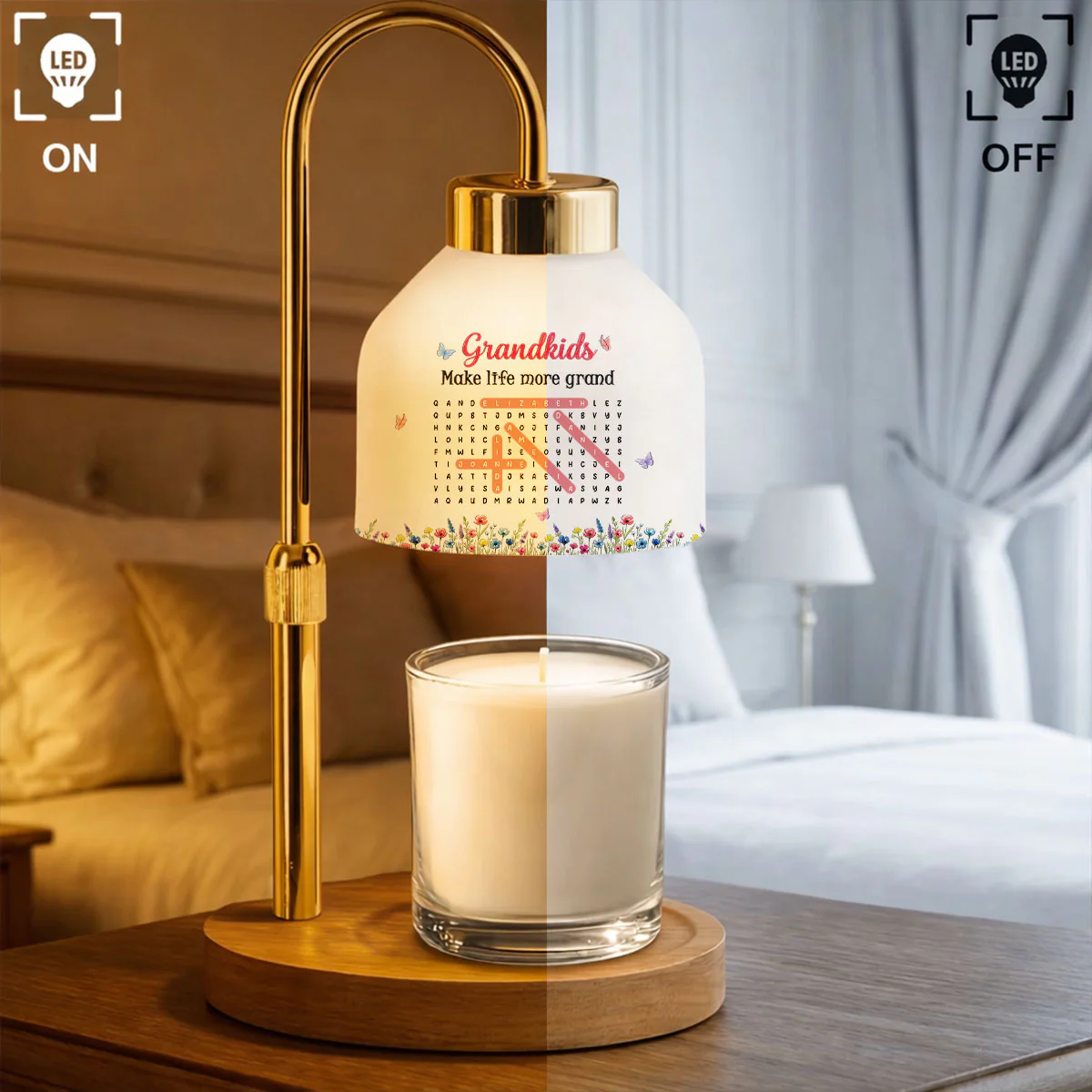 Grandkids Make My Life More Grand Word Search Puzzle - Personalized Candle Warmer Lamp - Mother's Day Gift for Grandma, Mom, Wife - Image 10