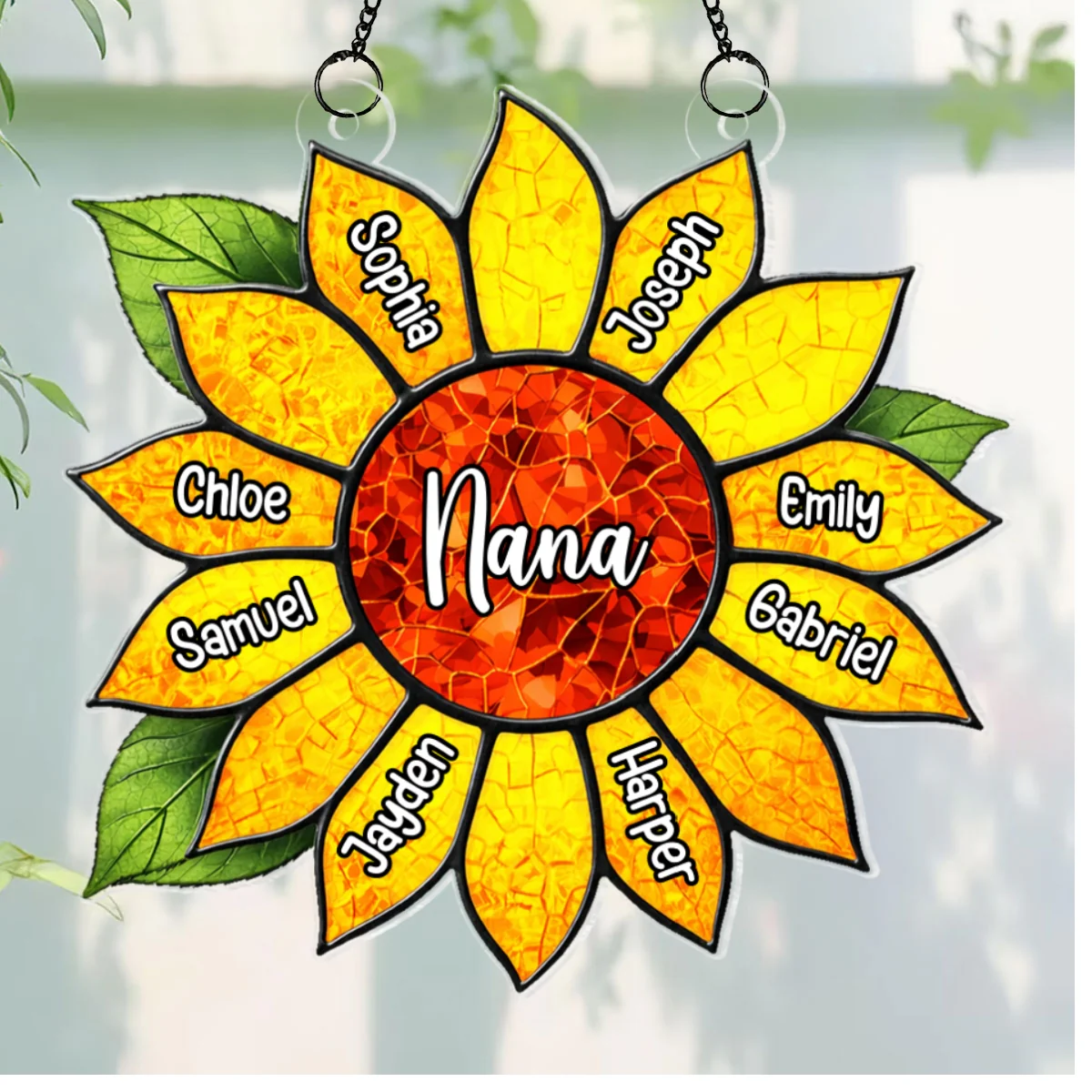 Grandkids Name In Sunflower Daisy - Personalized Suncatcher - Mother's Day Home Decor Gift For Grandma - Image 10