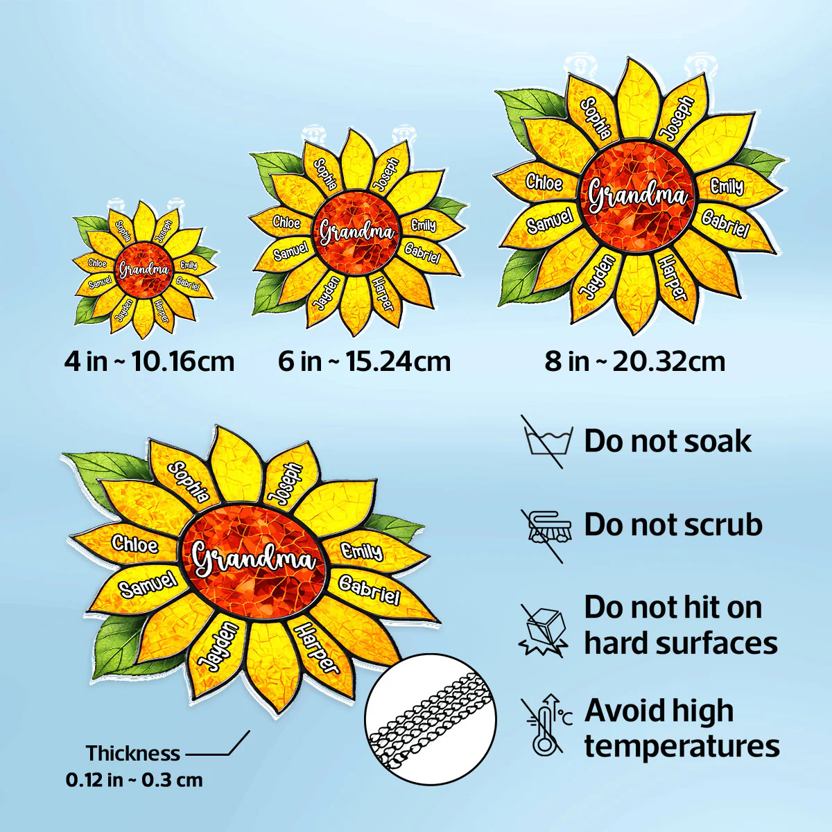 Grandkids Name In Sunflower Daisy - Personalized Suncatcher - Mother's Day Home Decor Gift For Grandma - Image 9