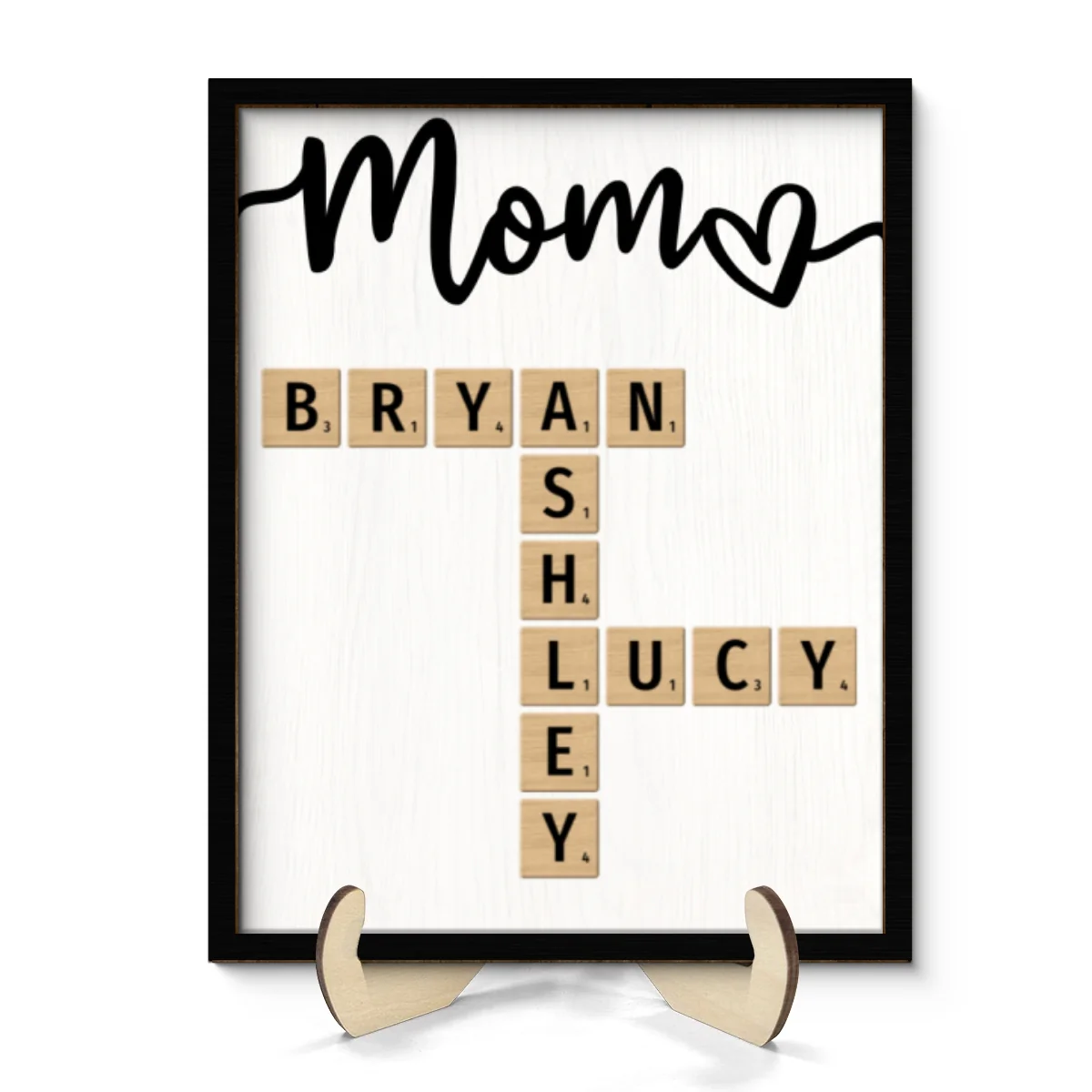 Grandkids Names In Crossword Unique Gift For Mom Grandma Personalized 2-Layer Wooden Plaque - Image 8