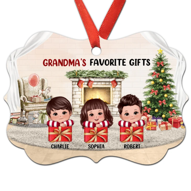 Grandkids On Gift Box Christmas Tree Personalized Christmas Ornament - Image 3