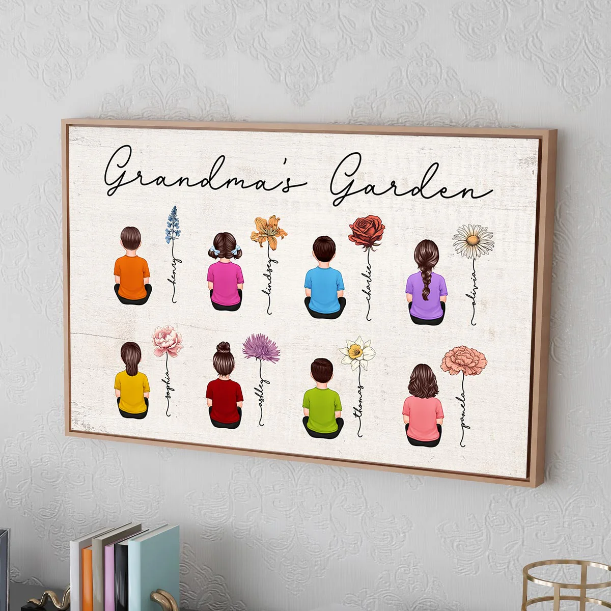 Vintage Birth Month Flowers Garden With Grandkids Names - Personalized Poster - Gift For Grandma, Mom, Auntie - Image 8
