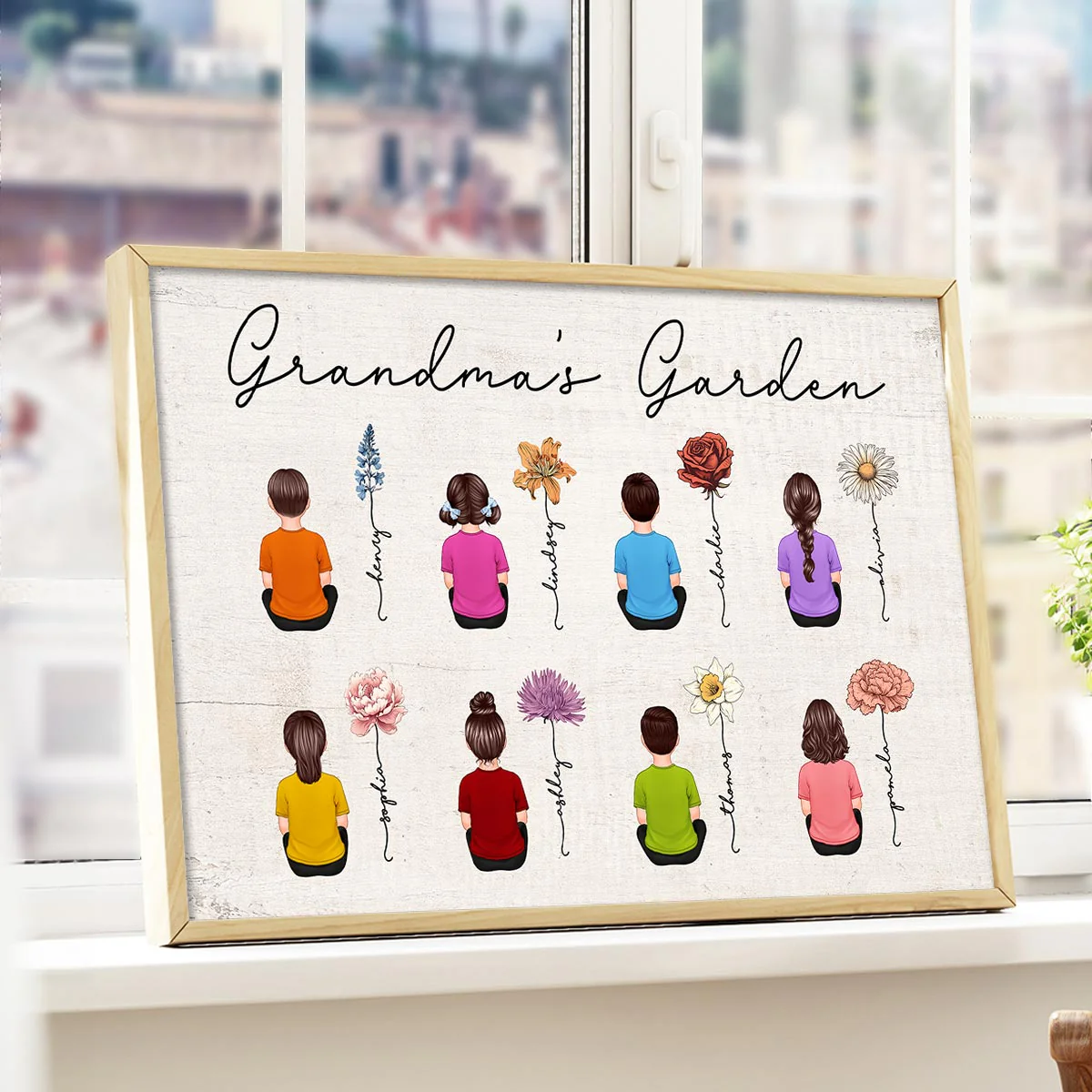 Vintage Birth Month Flowers Garden With Grandkids Names - Personalized Poster - Gift For Grandma, Mom, Auntie - Image 9