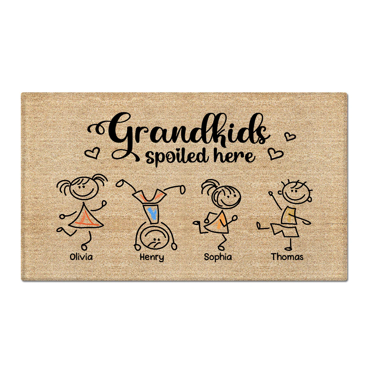 Grandkids Spoiled Here Drawing Kids Gift For Grandma Grandpa Grandparents Personalized Doormat - Image 2