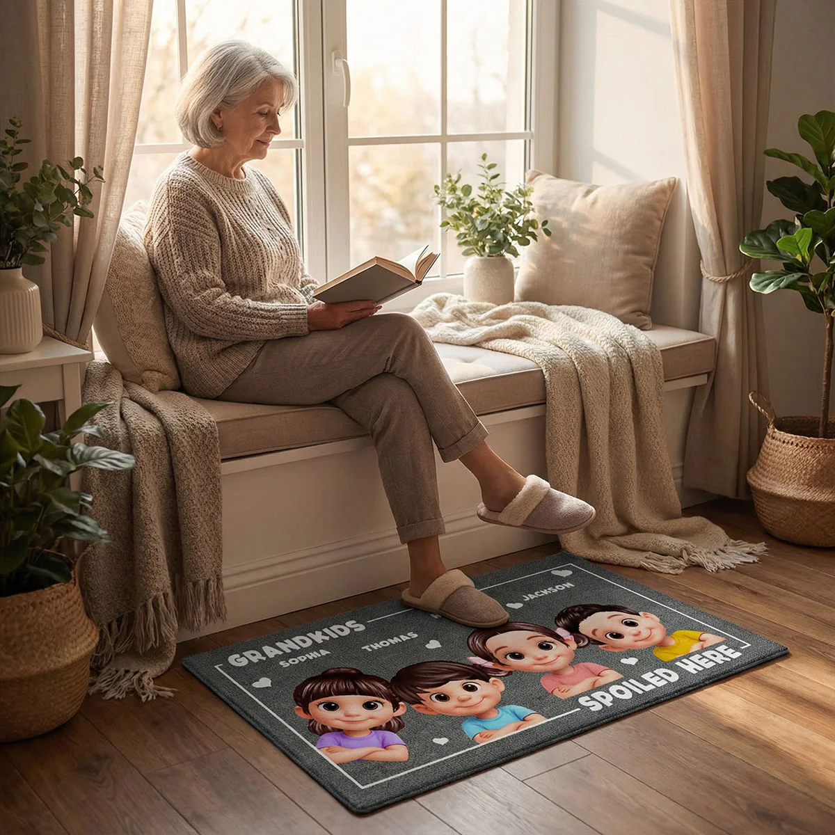 Grandkids Spoiled Here - Personalized Doormat - Mother's Day Gift For Grandma, Gift For Grandparents - Image 2