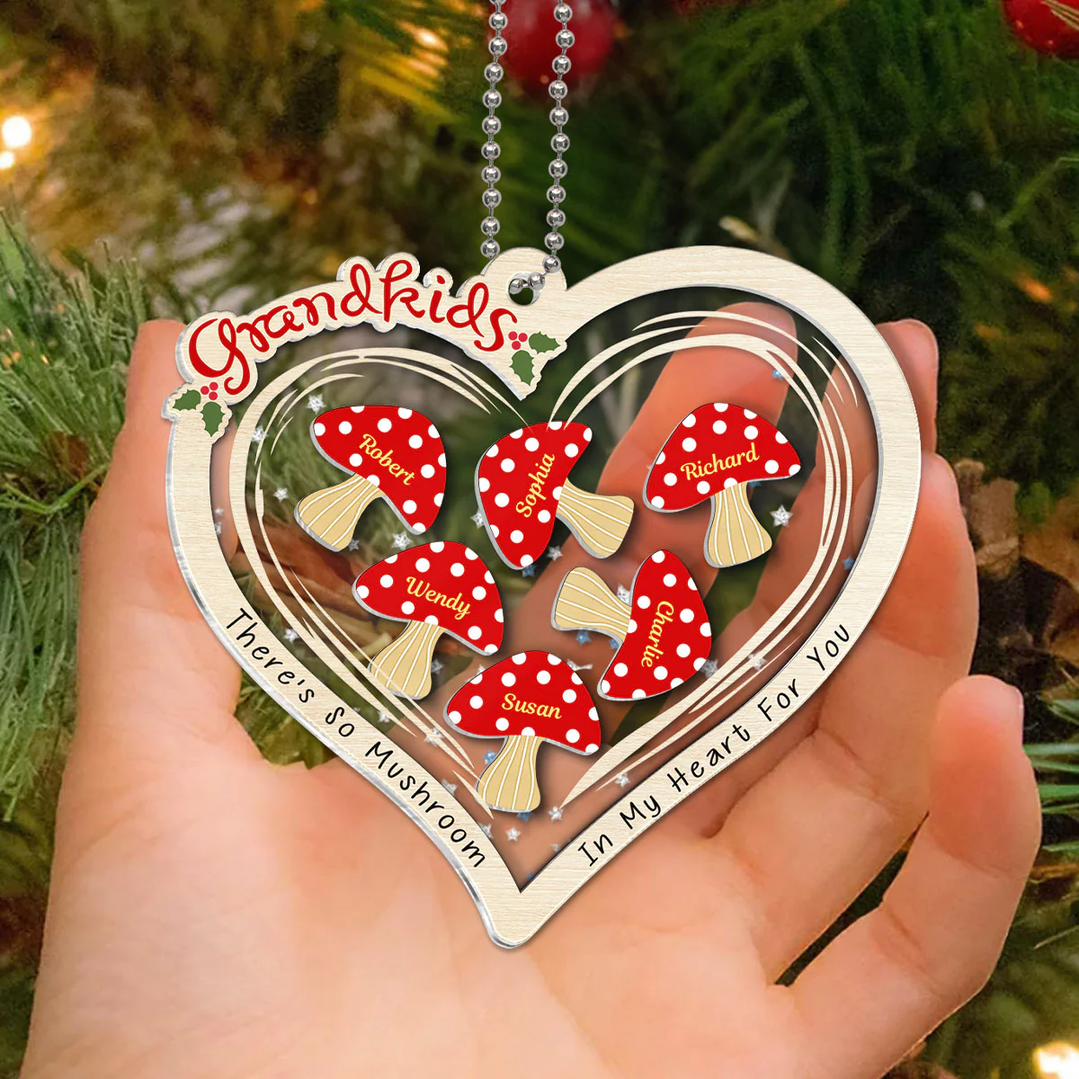 Grandkids There Is So Mushroom In My Heart For You Personalized Shaker Ornament - Image 7