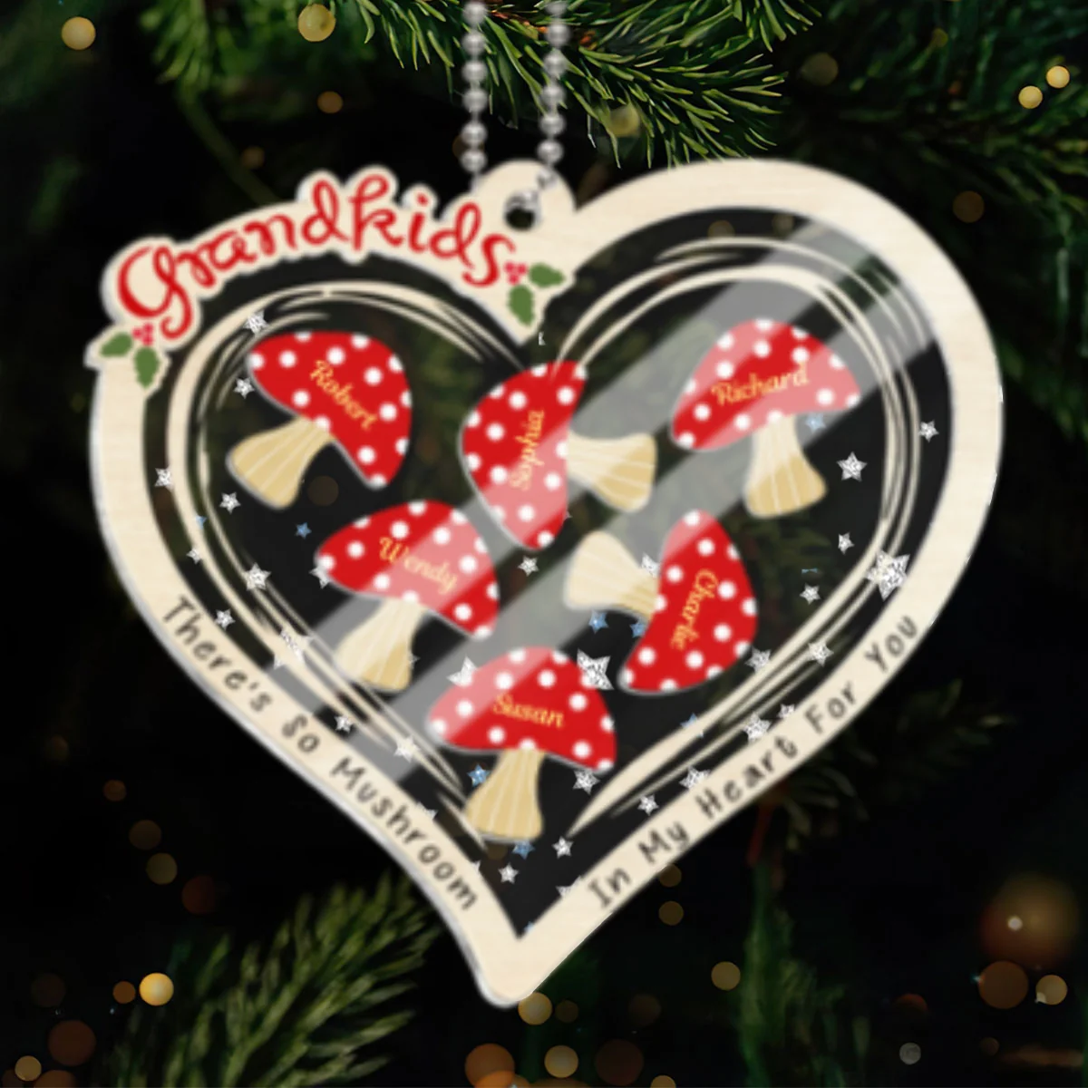 Grandkids There Is So Mushroom In My Heart For You Personalized Shaker Ornament - Image 9