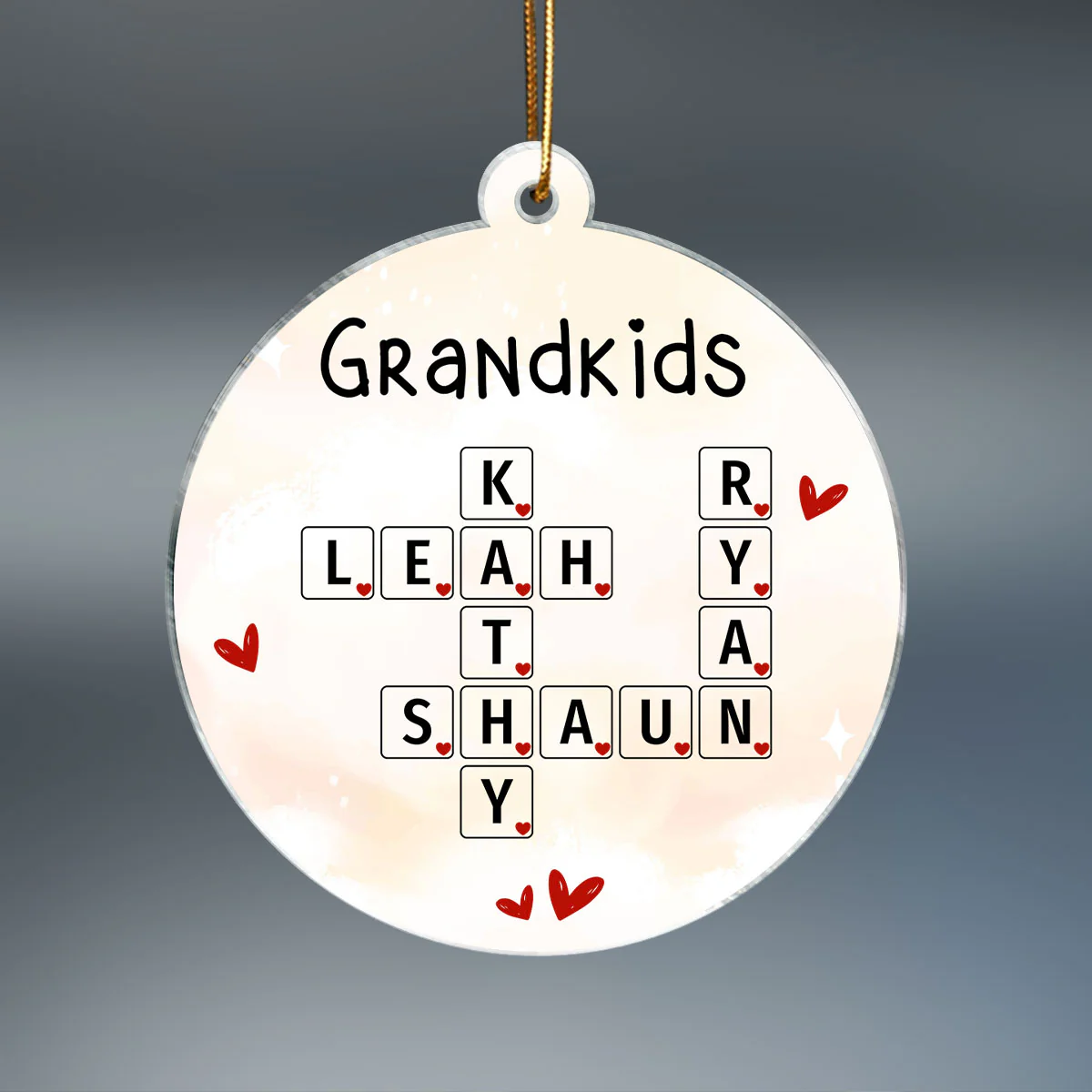 Grandkids Unique Crossword Art Puzzle Personalized Acrylic Ornament, Gift For Grandma Grandparents - Image 2