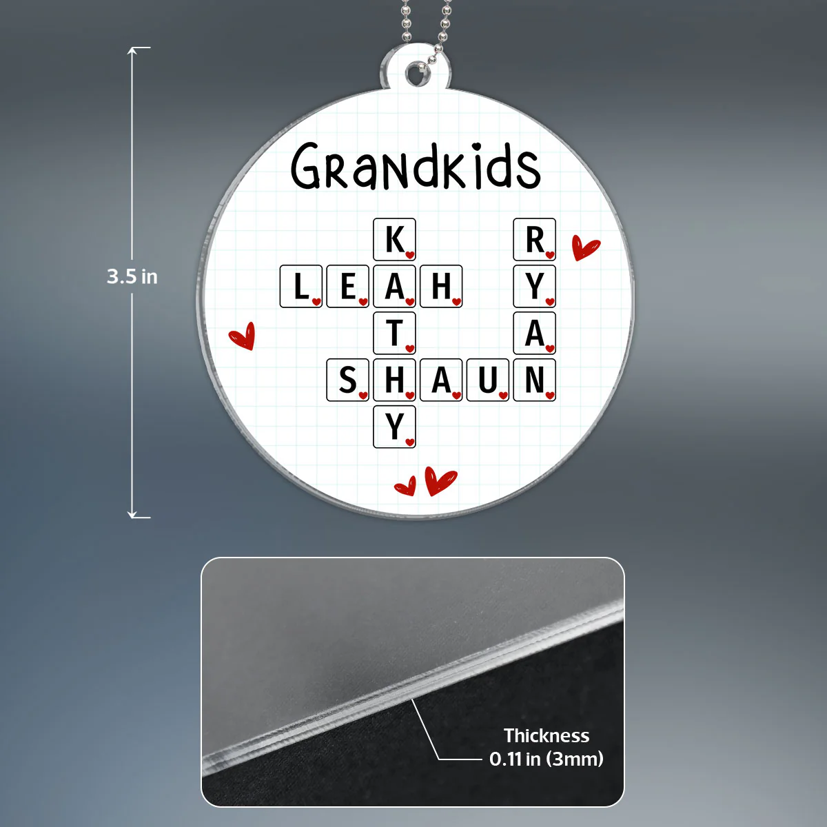 Grandkids Unique Crossword Art Puzzle Personalized Acrylic Ornament, Gift For Grandma Grandparents - Image 4