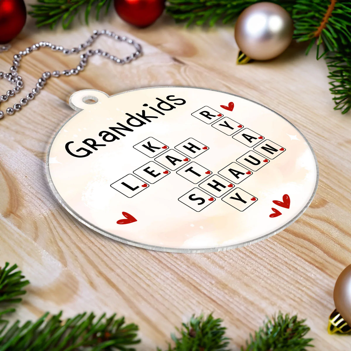 Grandkids Unique Crossword Art Puzzle Personalized Acrylic Ornament, Gift For Grandma Grandparents - Image 5