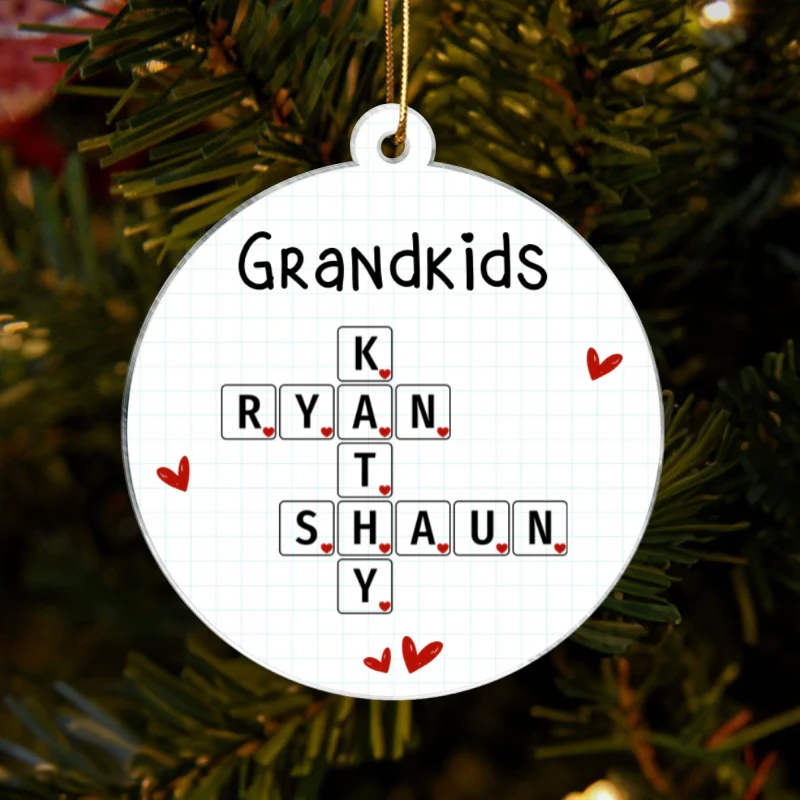 Grandkids Unique Crossword Art Puzzle Personalized Acrylic Ornament, Gift For Grandma Grandparents - Image 6