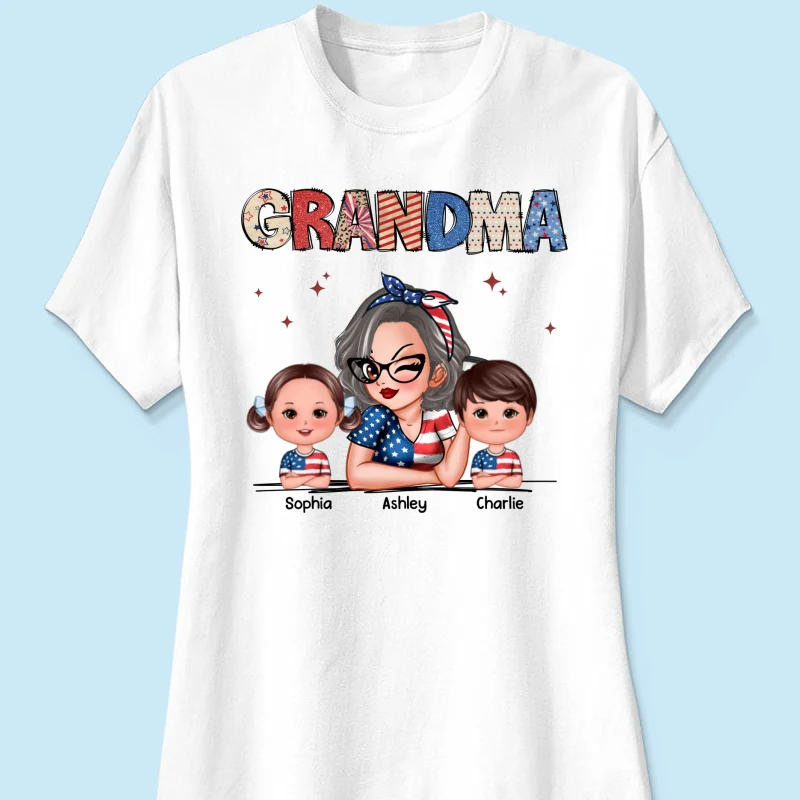 Grandma 4th Of July Sparkly Pattern Personalized Shirt, Independence Day - Image 11
