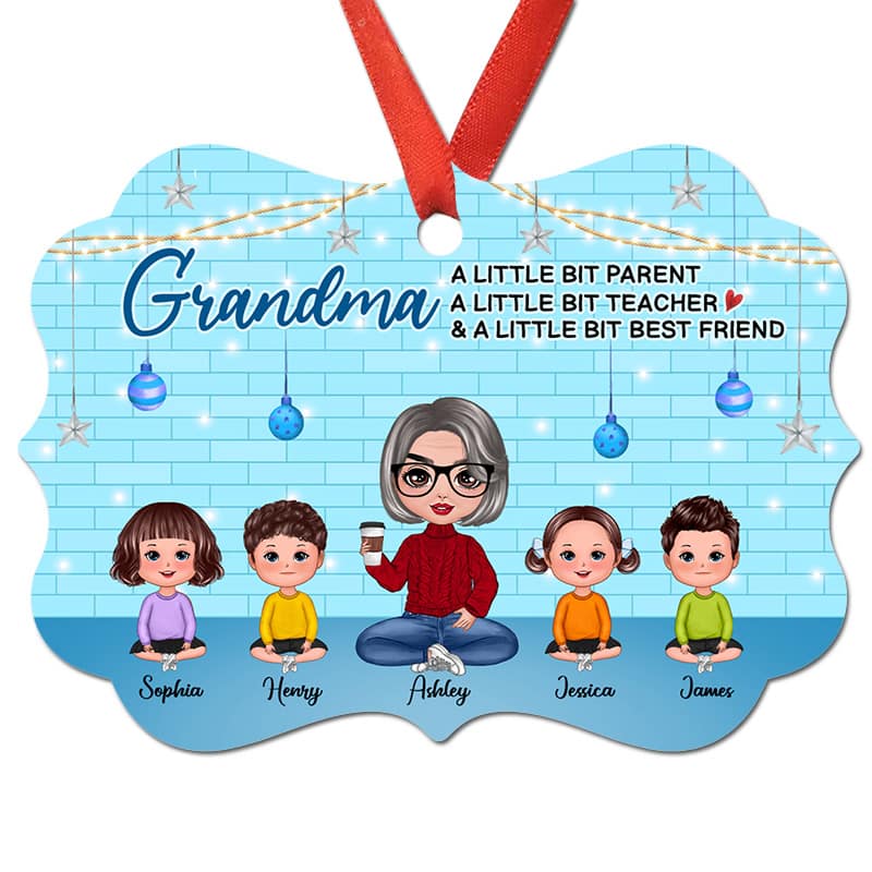 Grandma A Little Bit Best Friend Brick Personalized Christmas Ornament