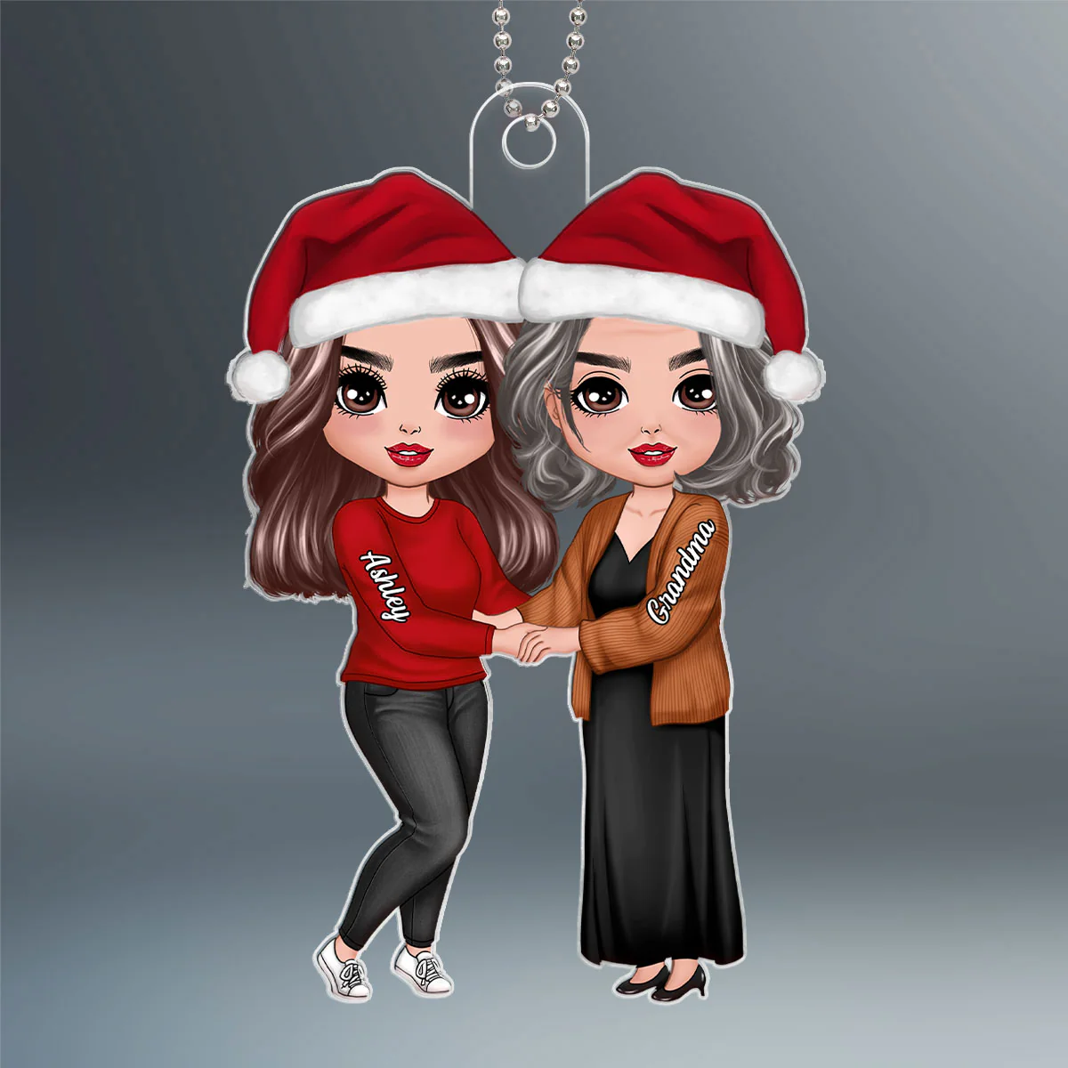 Grandma Adult Granddaughter Holding Hand Personalized Acrylic Ornament - Image 2